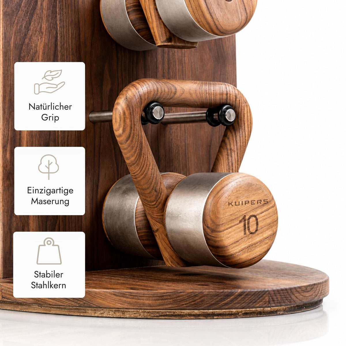 Kuipers Kettlebell Set aus Vollholz in Walnuss – Ansicht 4 