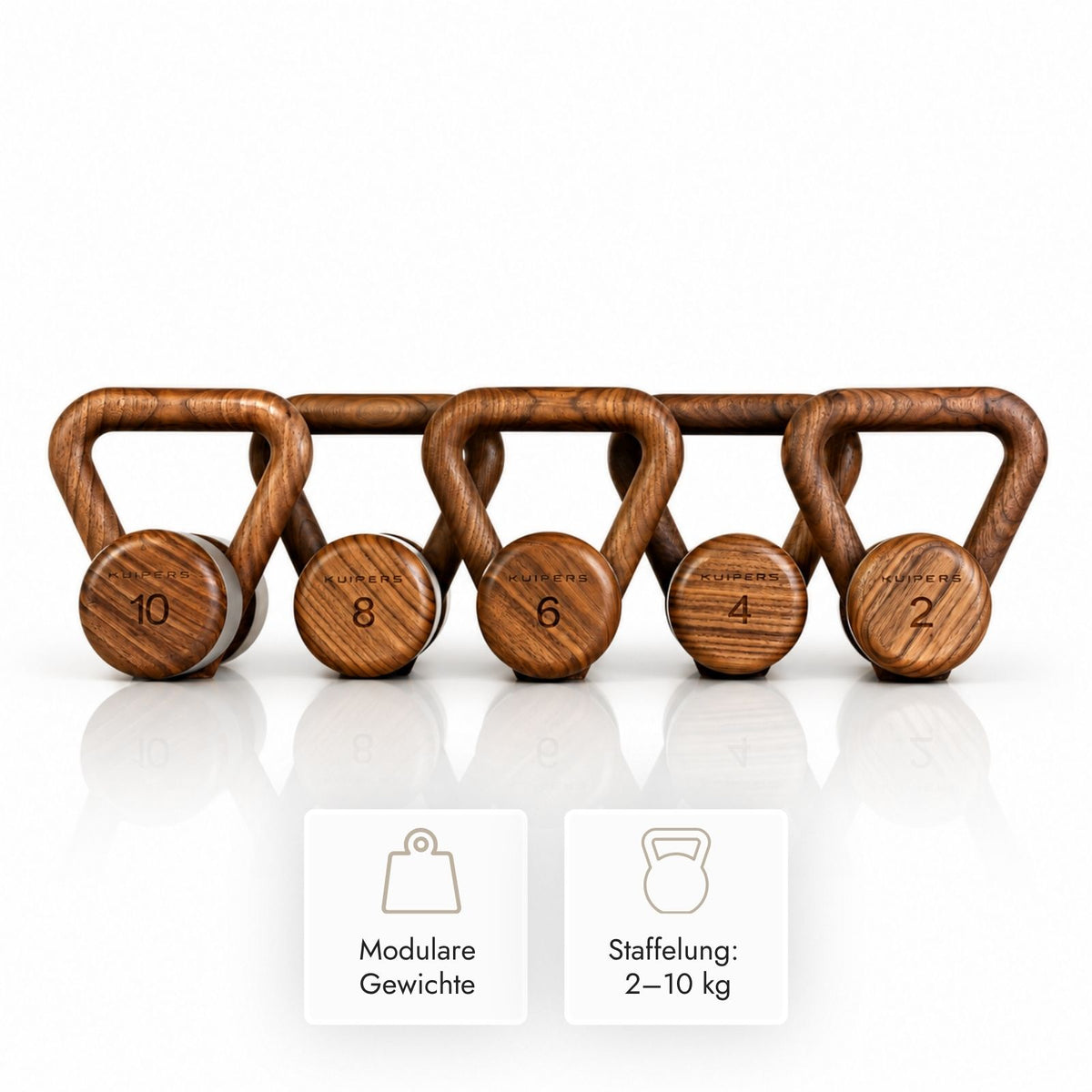 Kuipers Kettlebell Set aus Vollholz in Walnuss – Ansicht 5 