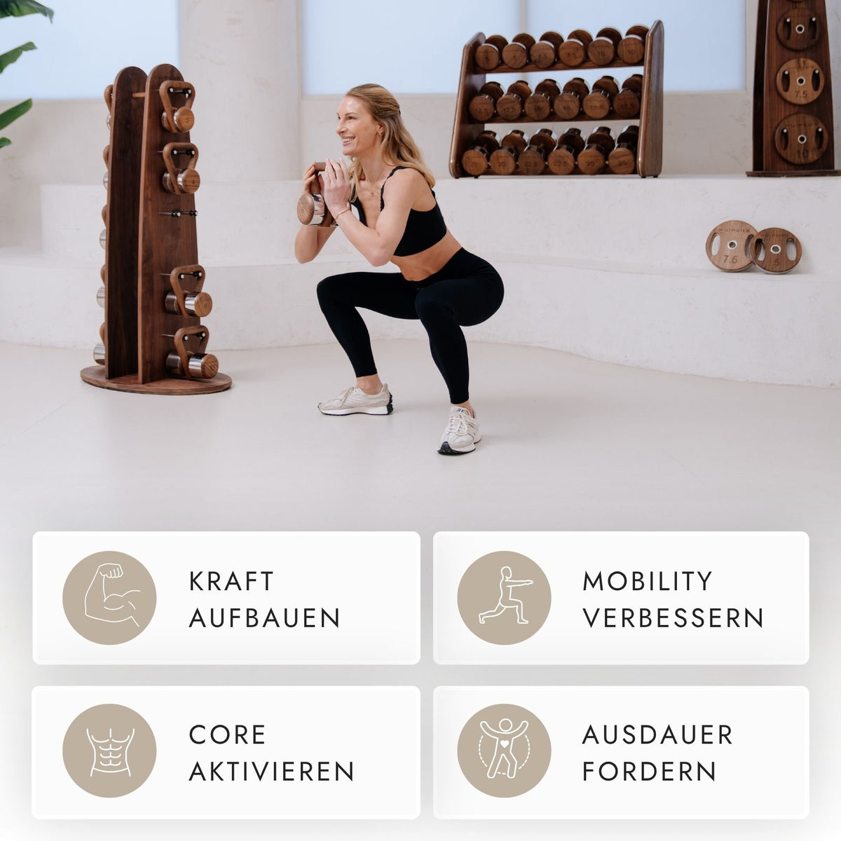 Kuipers Kettlebell Set aus Vollholz in Walnuss – Ansicht 7