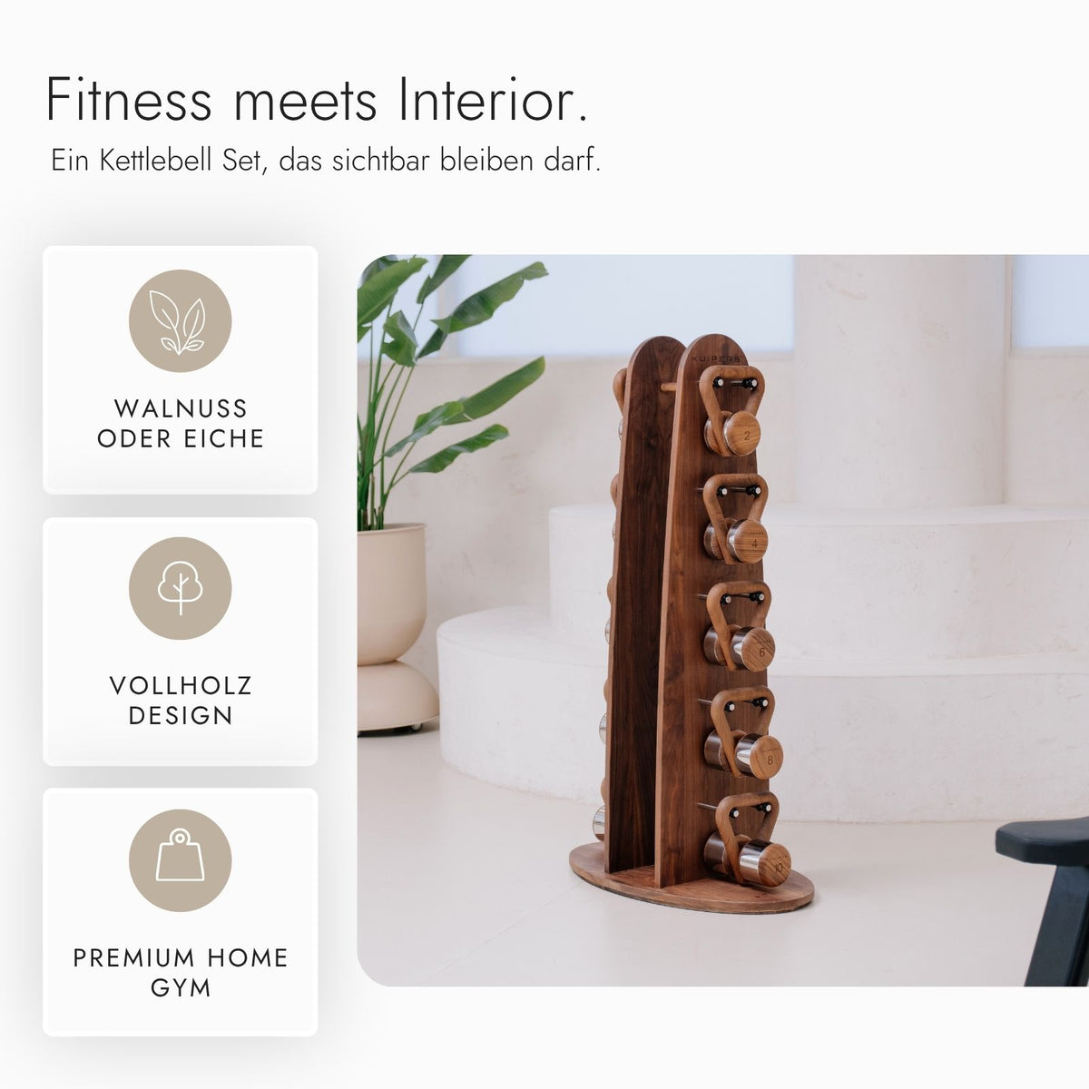 Kuipers Kettlebell Set aus Vollholz in Walnuss – Ansicht 9