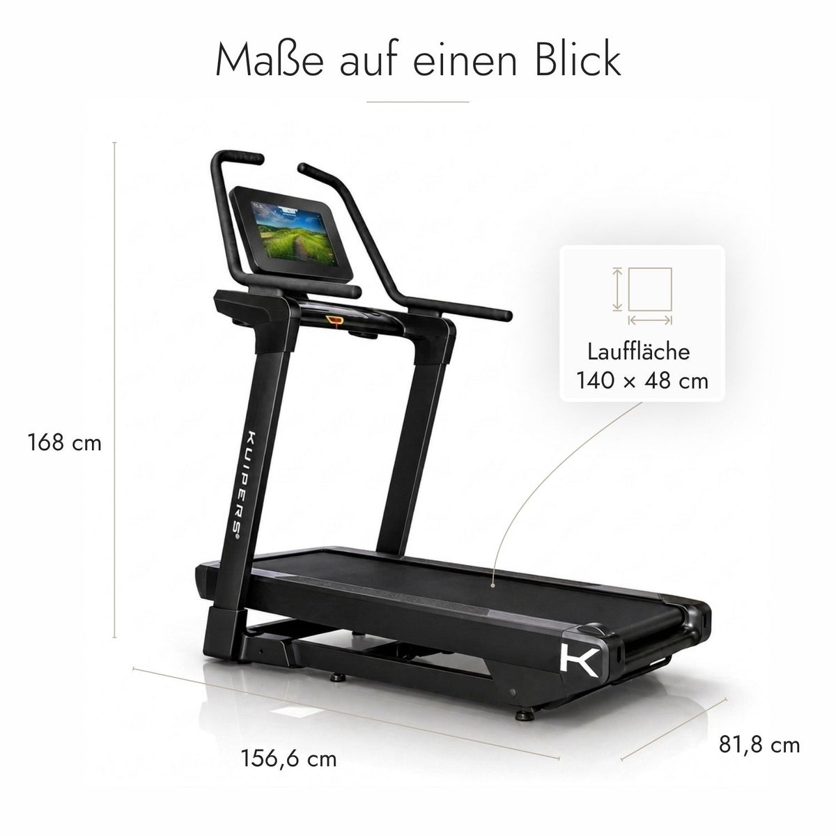 Kuipers P2 Laufband in Schwarz mit TFT-Display – Ansicht 3 