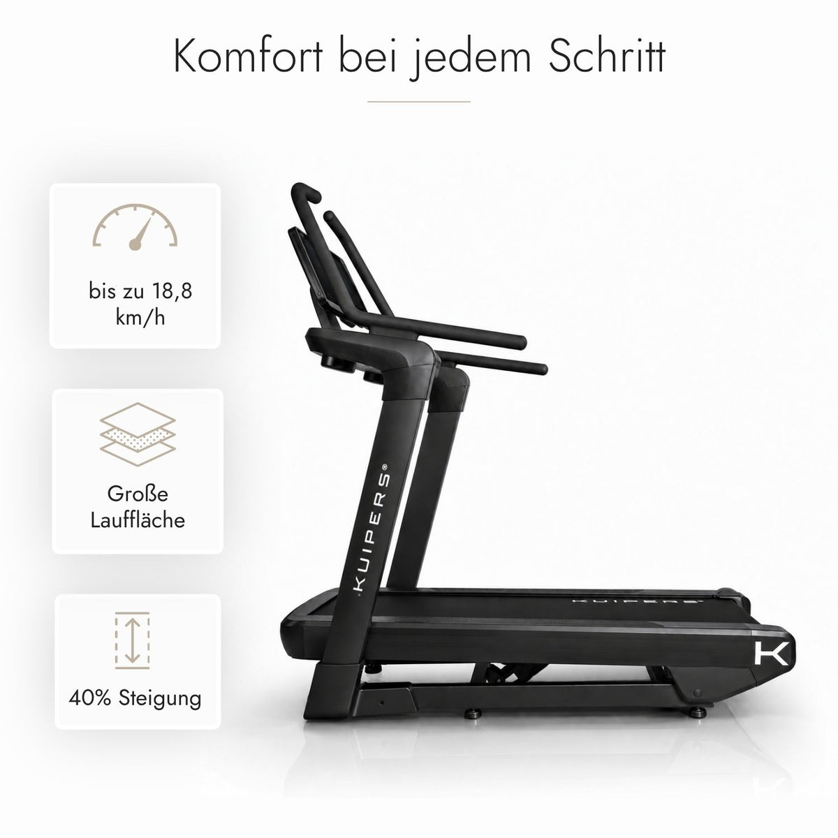 Kuipers P2 Laufband in Schwarz mit TFT-Display – Ansicht 4 