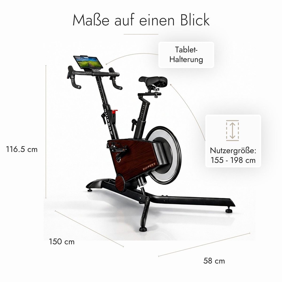 Kuipers S1 Indoor Bike in Dunkle Esche – Ansicht 3 