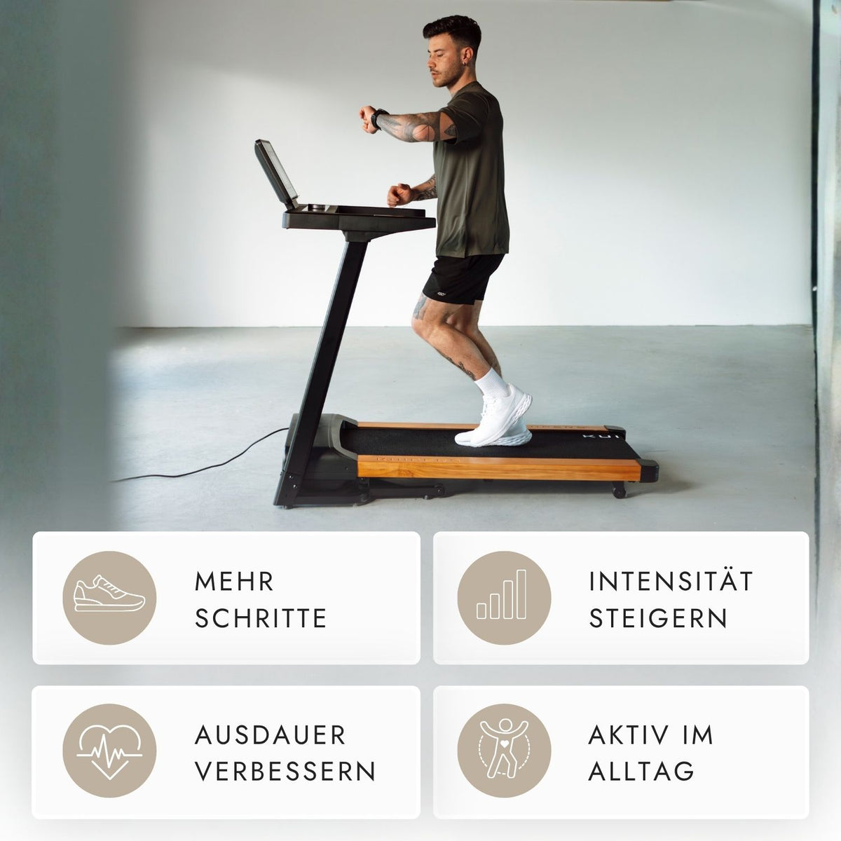 Kuipers R1 Laufband in Helle Kirsche mit LED-Display – Ansicht 4