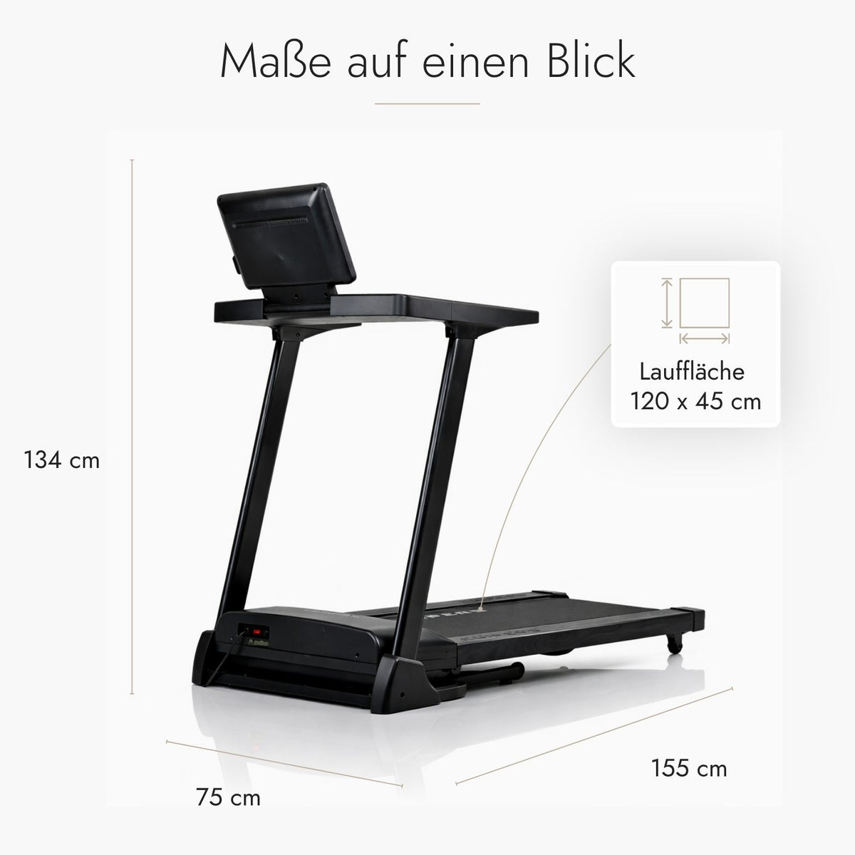Kuipers R1 Laufband in Schwarze Esche mit TFT-Display – Ansicht 2 #farbe_schwarze-esche